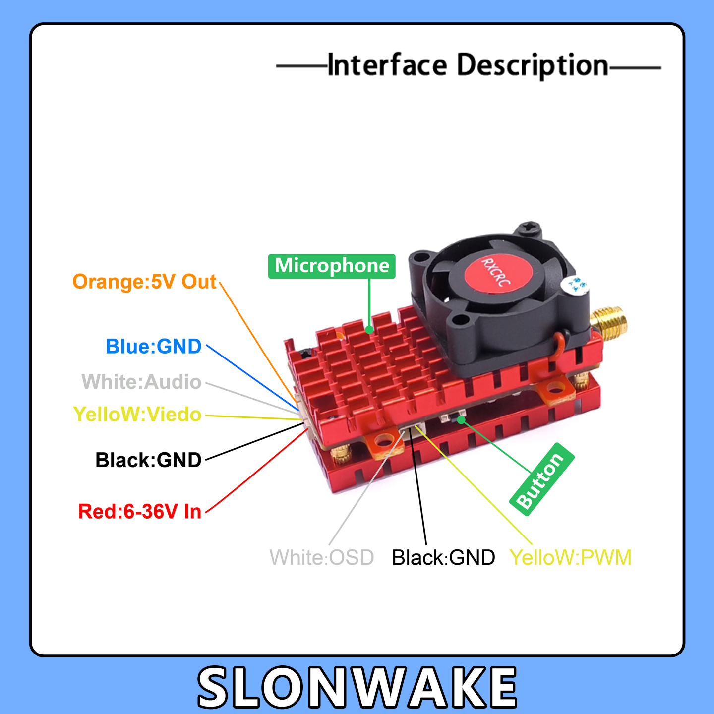 SLONWAKE 5.8G 2W VTX FPV 1800T - Drone Racing Camera 评论和价格